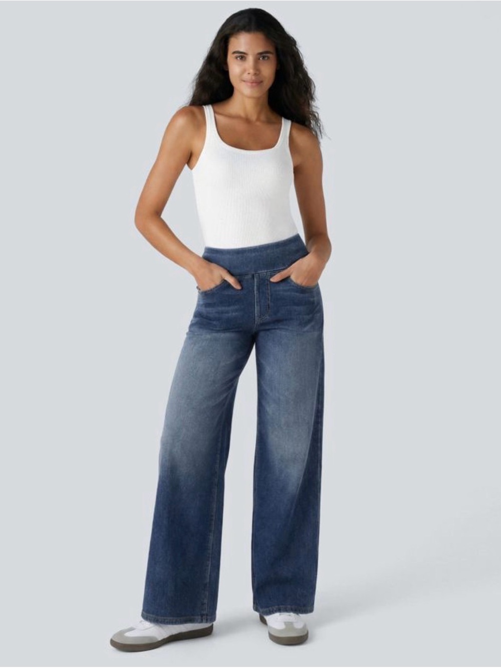 Halara Flex Wide Leg Baggy High-Rise Pull On Jeans